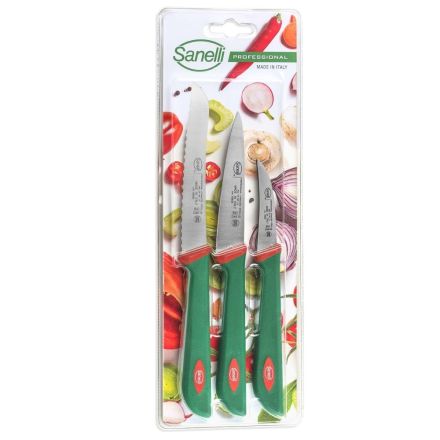 Sanelli Mixed Vegetable Knife Set, 3pcs. Paring, Tomato, Vegetable Knives